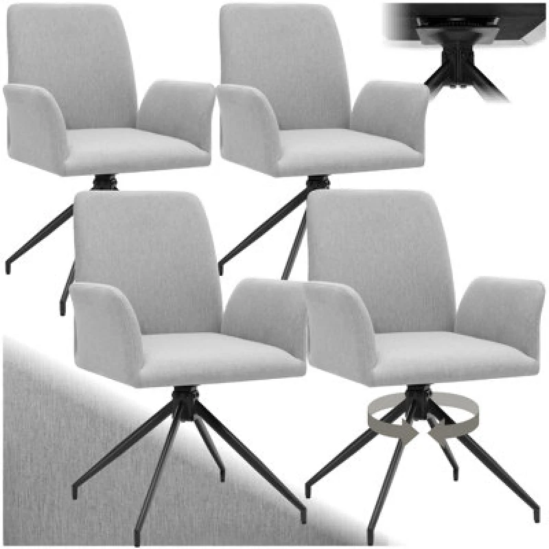 Image of Tectake Set Of 4 Swivel Chair Daya - Upholstered, Robust Fabric, 55.5 X 58 X 87cm - Light Grey