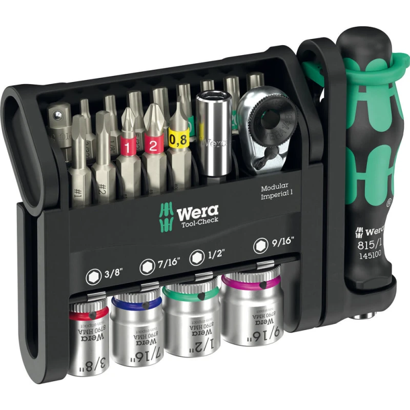 Image of Wera Tool Check 21 Piece Modular Screwdriver and 1/4" Drive Socket Set Imperial 1/4"