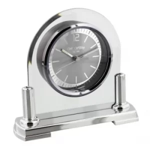 Image of WILLIAM WIDDOP Arched Glass Mantel Clock with Metal Frame