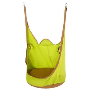 image of Jouet Kids Outdoor Cotton Hanging Pod Swing Seat with Cushion - Green/Brown