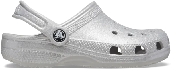 Image of Crocs Kids Classic Glitter Clogs Silver Glitter J3