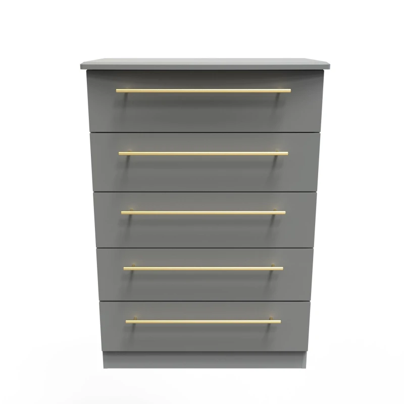 Image of Ready Assembled 2 U Helmsley 5 Drawer Chest (Ready Assembled) Dark Grey