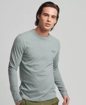 Image of Superdry Mens Organic Cotton Vintage Logo Embroidered Top Blue / Light Aqua Jaspe - Size: L