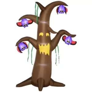 Image of 8' Inflatable Halloween Ghost Tree with Upside-down Bat for Lawn Party
