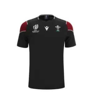 Macron Wales Rugby Training Shirt 2023 2024 Juniors - Black