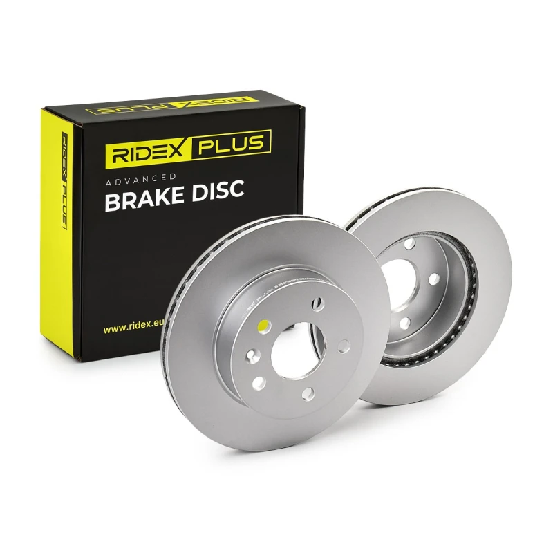Image of RIDEX PLUS 82B0098P Brake disc Front Axle, Vented, Grey Cast Iron, Coated, High-carbon, without bolts/screws Grey Cast Iron Brake Disc (82)