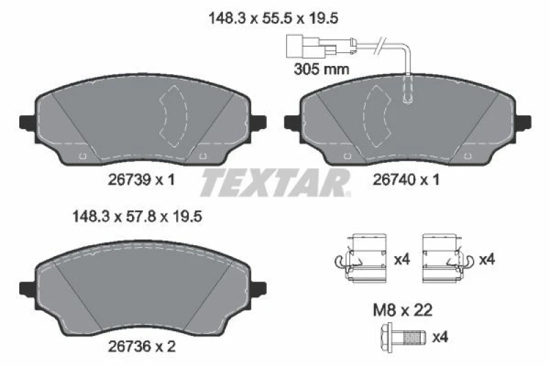 Image of Brake pad set TEXTAR 2673901