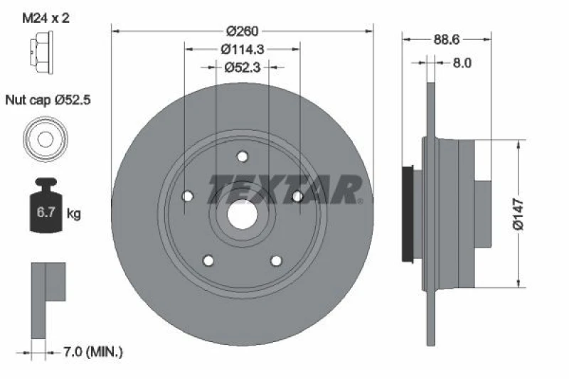 Image of Brake disc TEXTAR 92291003