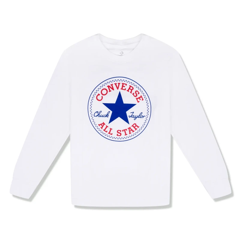 Image of Converse Long sleeve t-shirt Converse Chuck Patch Blanc Male 6 ans