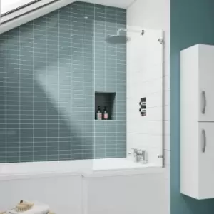 Ella Square Hinged Bath Screen 1410mm h x 782mm w - 5mm Glass - Nuie