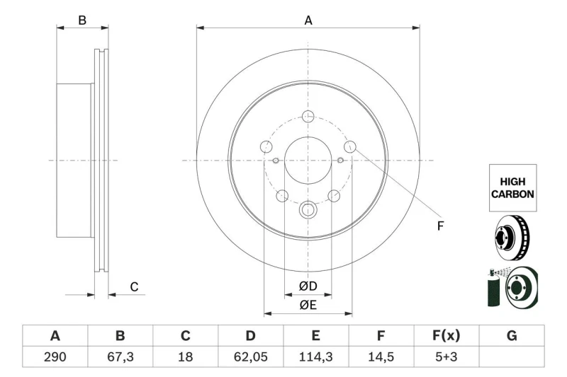 Image of Brake disc Bosch 0 986 479 G64