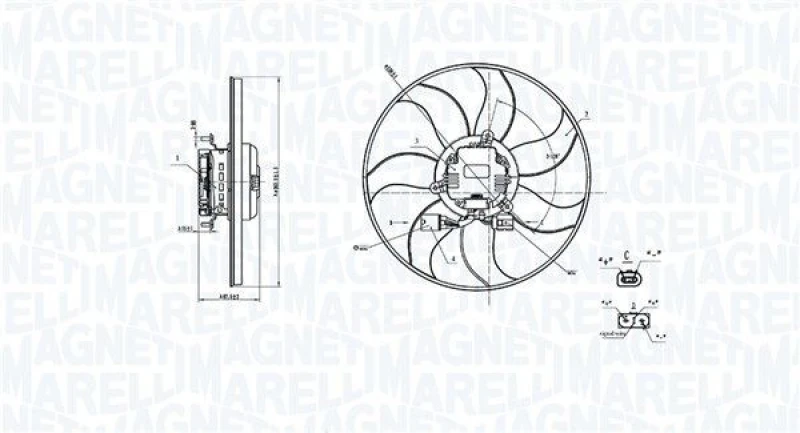 Image of MAGNETI MARELLI Fan, radiator MAGNETI MARELLI 069422908010