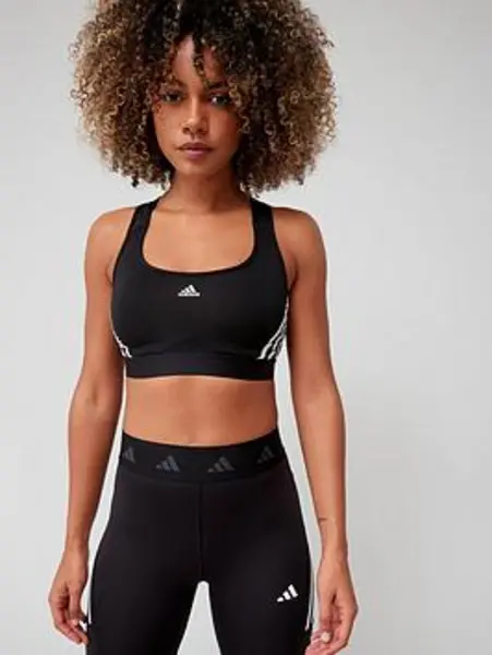 Image of adidas Powerreact Training Medium Support 3-Stripes Bra Womens - Size 34A