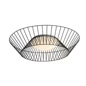 image of Larissa Aigio Ceiling 3 Light Glass Steel Black