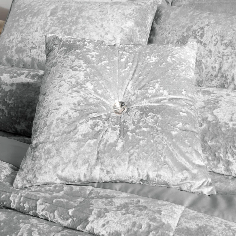Image of Catherine Lansfield Catherine Lansfield 'Crushed Velvet' Cushion in Silver Size: 55cm x 55cm Silver 55cm x 55cm Unisex 5057681949307