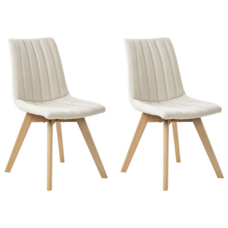 Image of Beliani Set Of 2 Dining Chairs Calgary Fabric Off-White