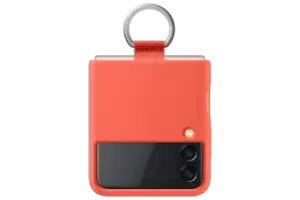 Image of Samsung Galaxy Z Flip3 5G Silicone Cover with Ring in Coral (EF-PF711TPEGWW)