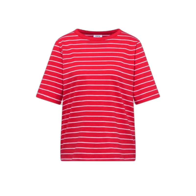 Image of cecil Woman's shirt Cecil Striped Slubyarn Rouge Female L