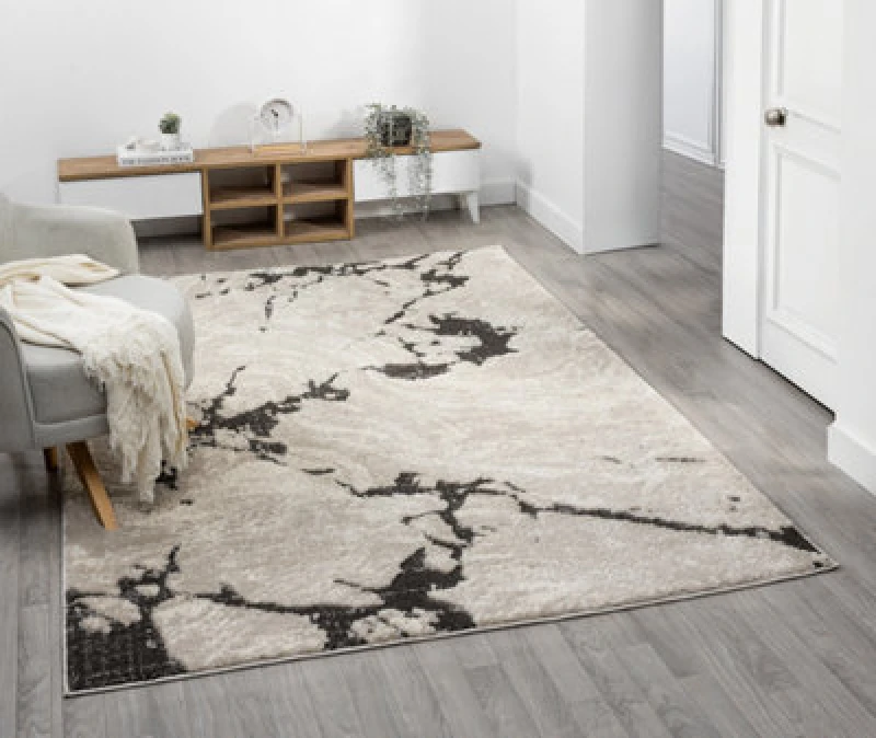 Image of Eleanor Modern Embossed Contemporary Living Room Area Rug - Abstract Design,mocha,80 X 150 Cm