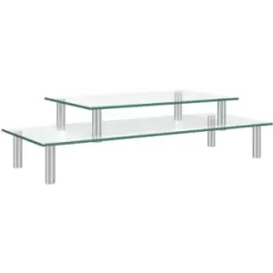 image of Vidaxl - 2-Tier Monitor Stand Transparent Glass