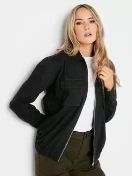 Image of Long Tall Sally Black Bomber Jacket, Black, Size 10, Women