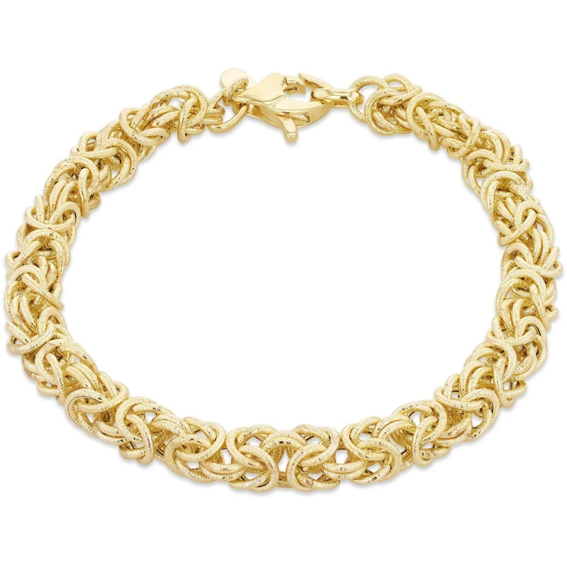 Image of Be You 9ct Gold Textured Byzantine Bracelet Yellow Gold female 7.5in