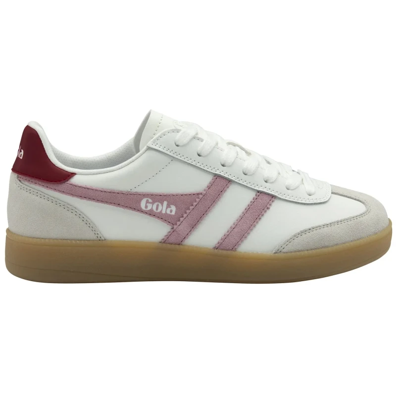 Image of Gola Womens Viper Leather Trainer - White/Pink Multi X1I9I Female 3,4,5,6,7,8