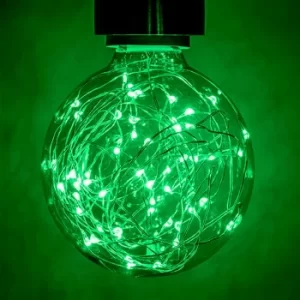 image of Prolite Globe LED Light Bulb G95 E27 1.7W Green Star Effect Funky Filaments