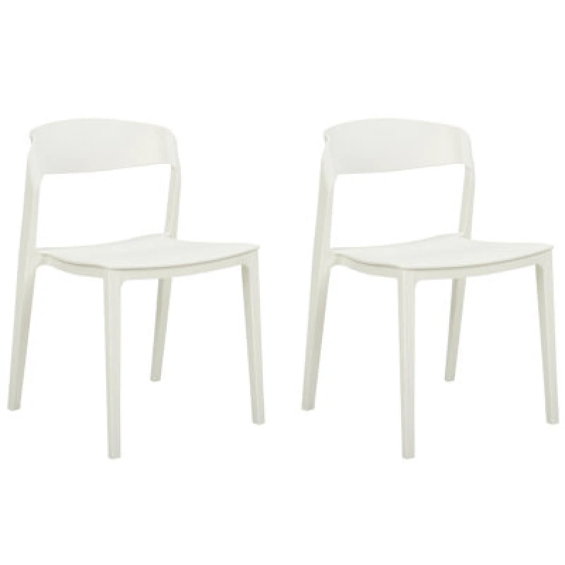 Image of Beliani Set Of 2 Dining Chairs Somers White