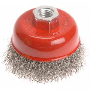 image of Faithfull Stainless Steel Crimped Wire Cup Brush 80mm M14 Thread