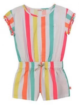 Billieblush Girls Striped Pom Pom Playsuit - Multi