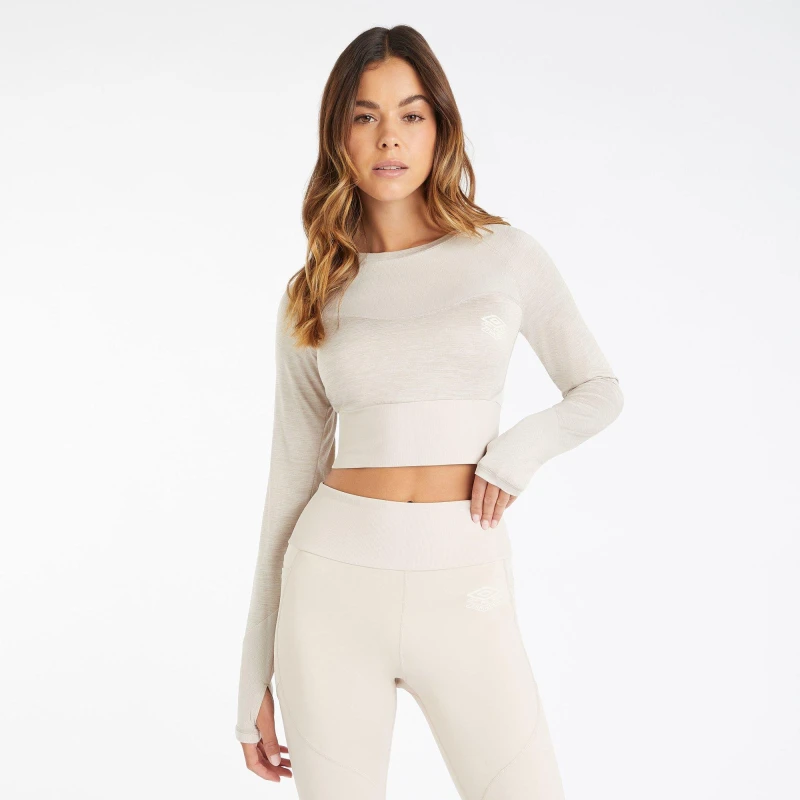 Image of Umbro Pro Training Long-Sleeved Crop Top - Grey Grey 6