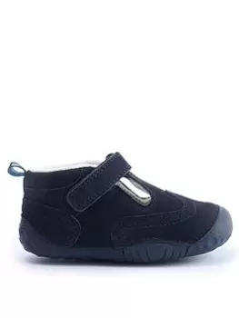 Image of Start-rite X Jojo Maman Bébé Share Navy Nubuck Leather Easy Riptape T-bar Baby Shoes - Navy Blue, Navy, Size 2.5 Younger