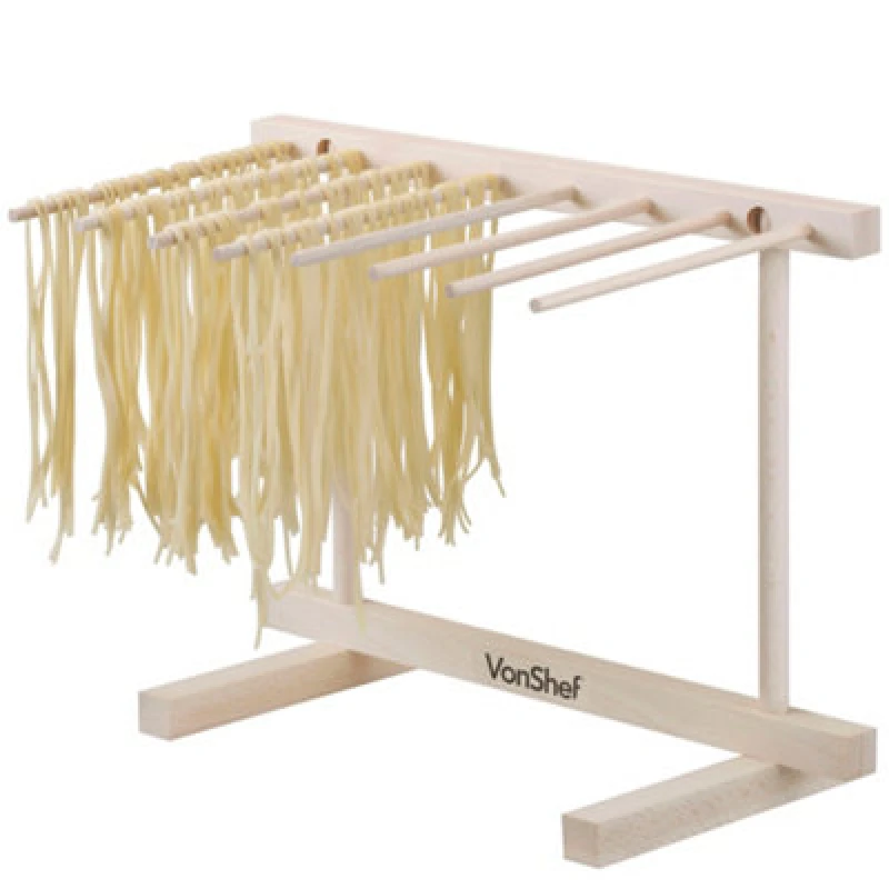 Image of VonShef Collapsible Wooden Pasta Drying Rack Beige unisex