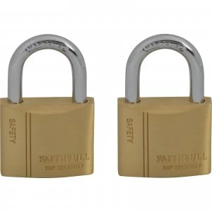 Image of Faithfull 2 Piece Keyed Alike Brass Padlock Set 40mm Standard