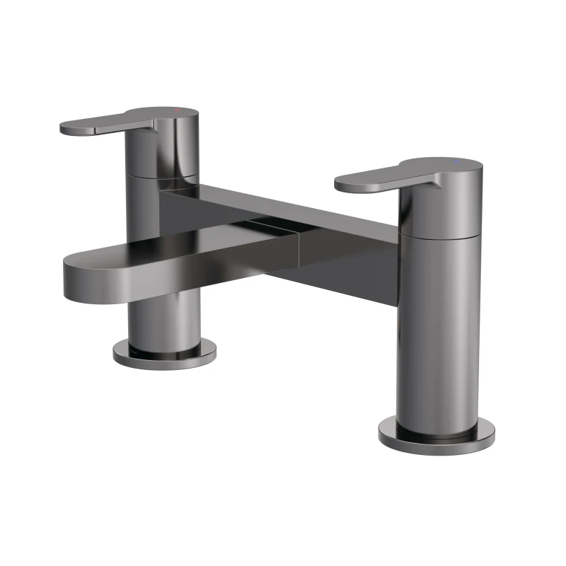 Image of Balterley Round Deck Mounted Bath Filler Tap Brushed Pewter Silver unisex