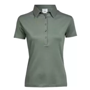 Image of Tee Jays Womens/Ladies Pima Short Sleeve Cotton Polo Shirt (2XL) (Leaf Green)