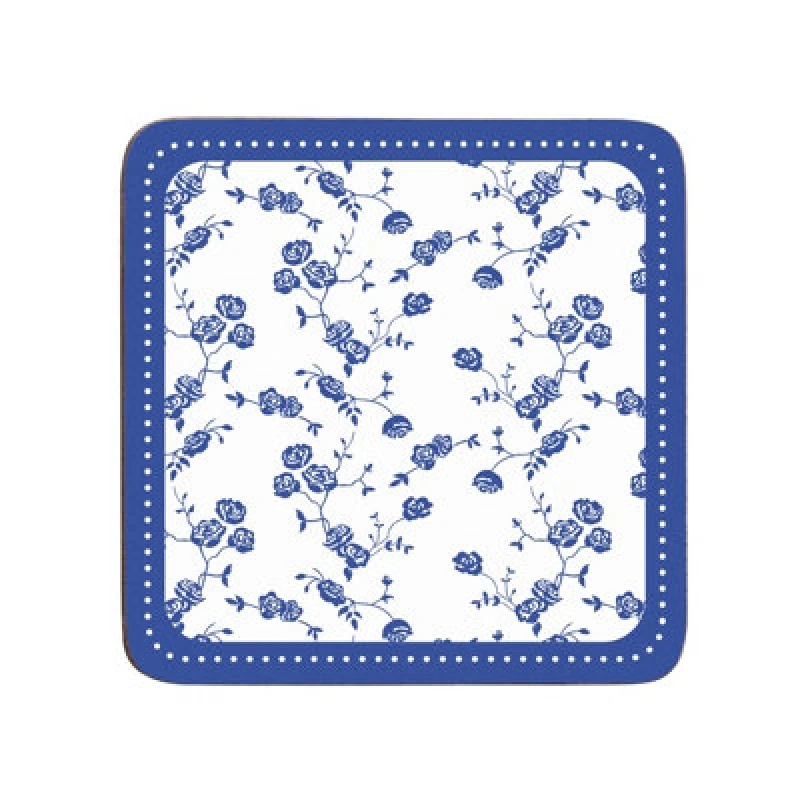 Image of Premier Housewares Set Of Four Blue Rose Coasters Blue
