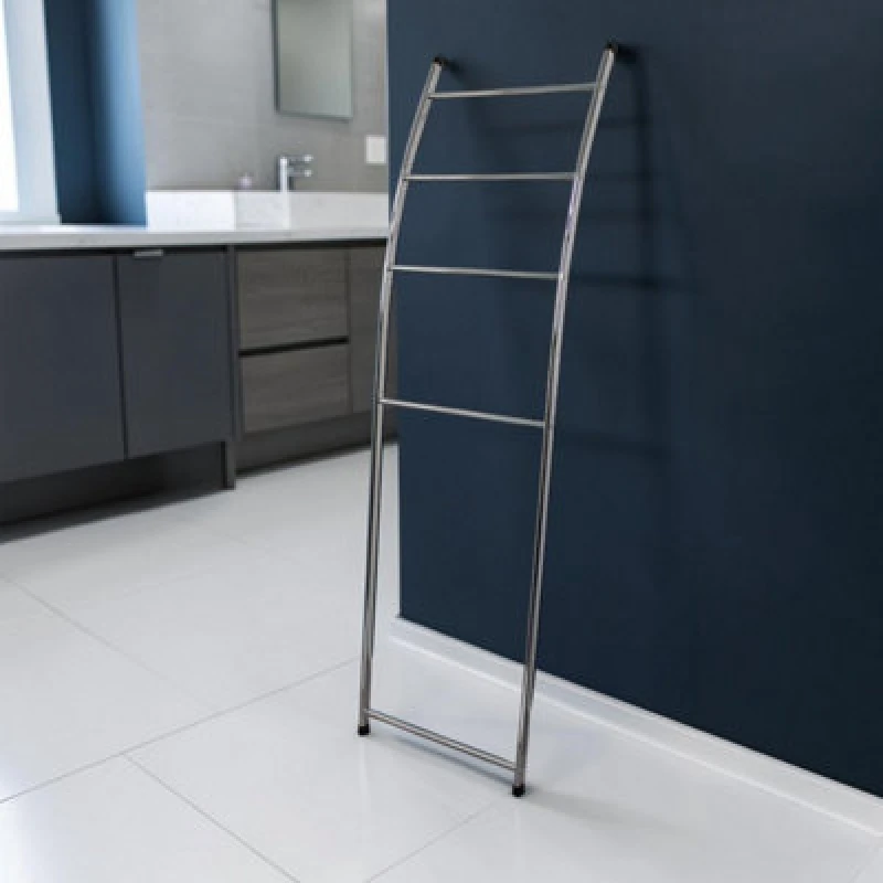 Image of Showerdrape Apex Chrome Bathroom Freestanding Towel Rail Storage Ladder Silver