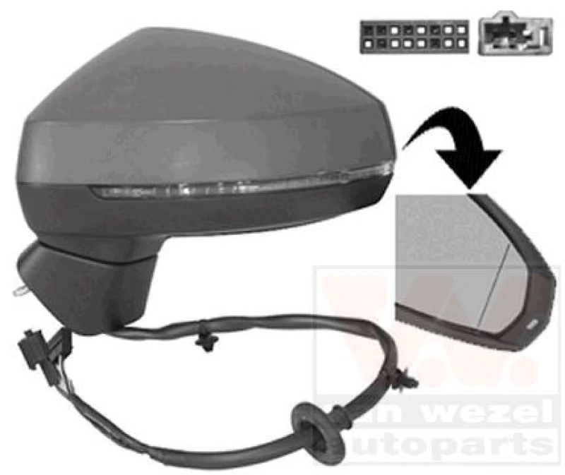 Image of VAN WEZEL Wing mirror VAN WEZEL 0337817