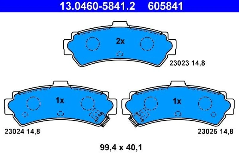 Image of ATE 13.0460-5841.2 Brake pad set with acoustic wear warning Brake Pad Set,disc brake (402)