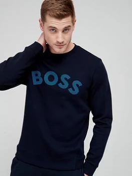 Image of BOSS Salbo Iconic Logo Sweatshirt - Dark Blue , Dark Blue, Size L, Men