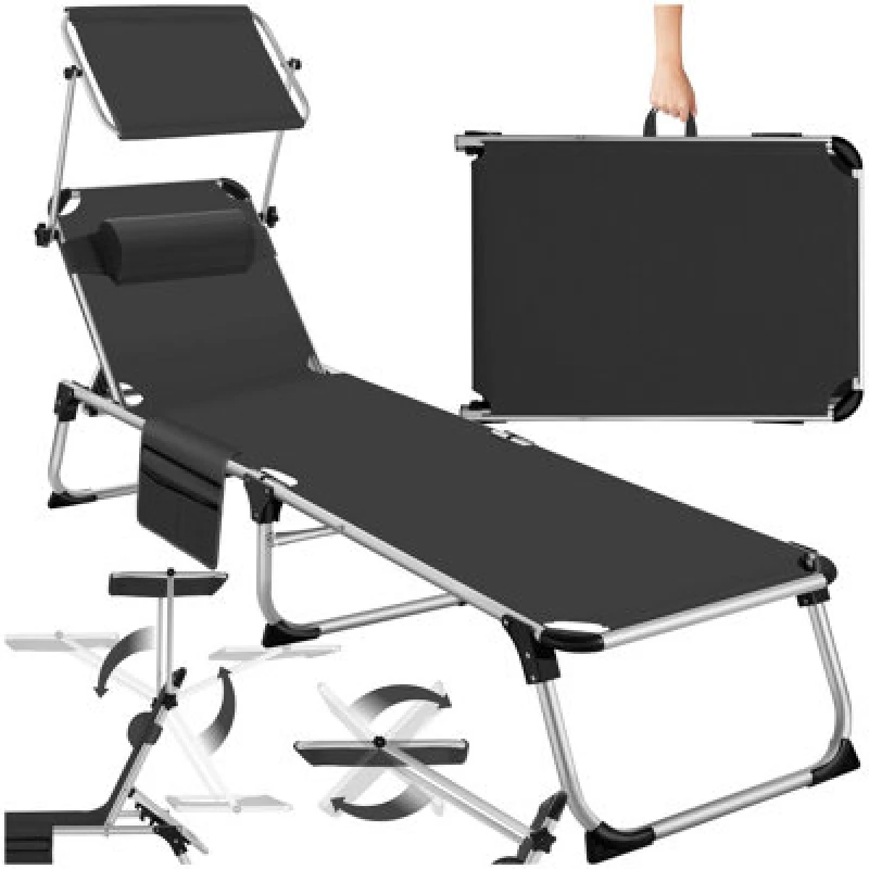 Image of Tectake 1 Lorella Aluminum Sun Lounger, Upholstered, Foldable - Black