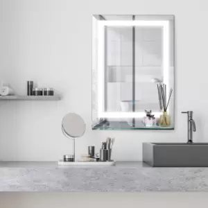 Image of 70 x 50cm LED Light Up Bathroom Mirror With Glass Shelf Touch Switch
