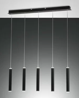 image of Prado LED Straight Bar Pendant Ceiling Light Black Glass