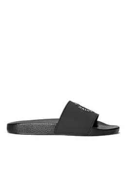 Image of Polo Ralph Lauren Circle Logo Slider, Black, Size 9, Men
