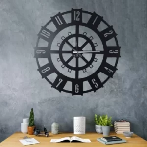 Stone XL Black Decorative Metal Wall Clock