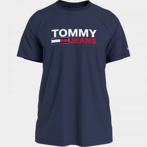 image of Tommy Jeans Mens Corporation Logo T-Shirt - Twilight Navy - S