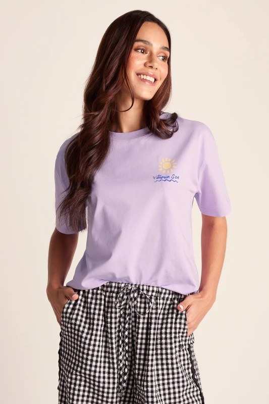 Image of TOG24 Womens 'Lupin' Supersoft Emmy Lupin T-Shirt in Lilac Size: 18 Lilac Female 18