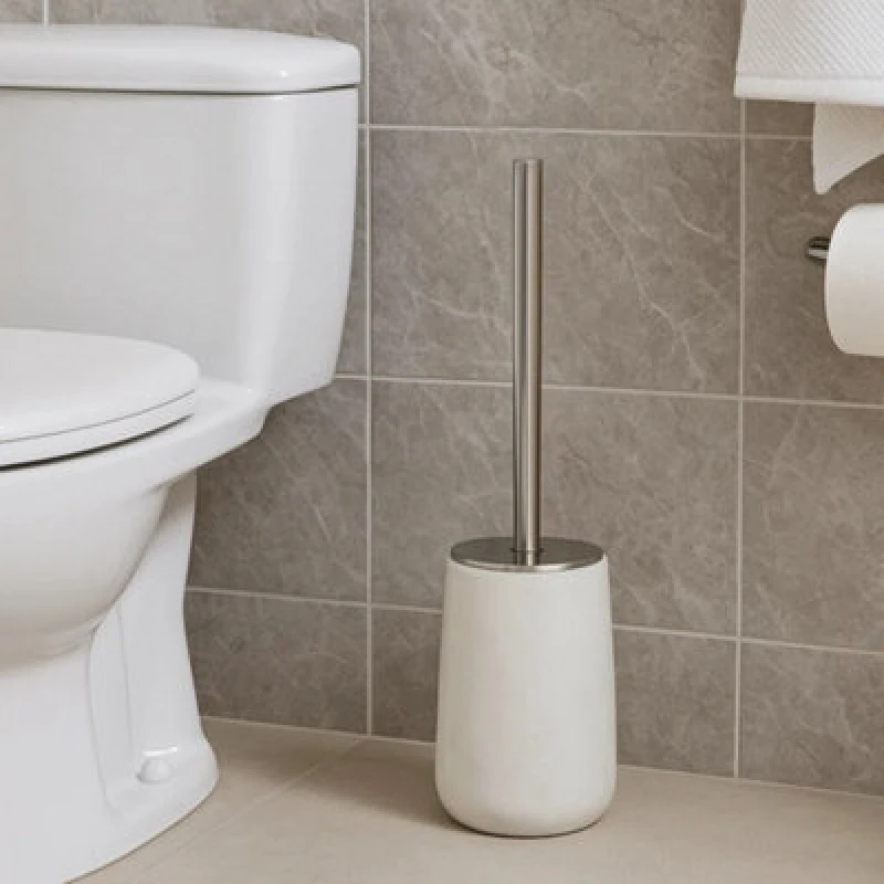 Image of Premier Housewares Pure Marble And Stainless Steel Toilet Brush White